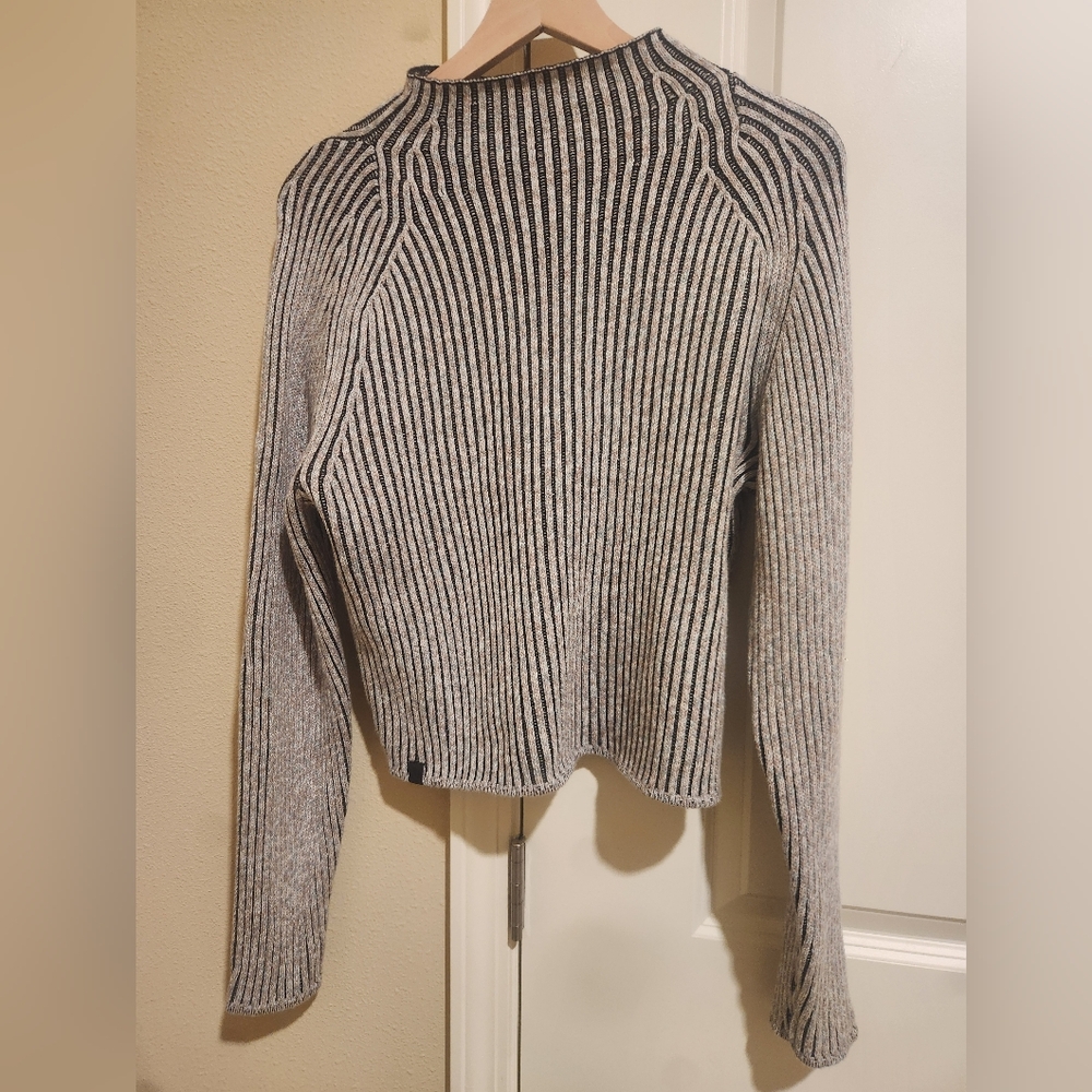 lululemon athletica Black and White Striped Turtleneck Sweater